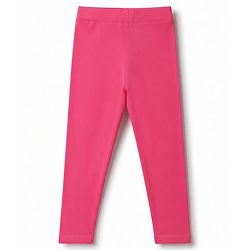 Pine Kids Cotton Lycra Knit Full Length Solid Leggings Pack Of 2 - Dark Pink & Purple