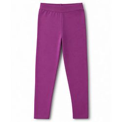 Pine Kids Cotton Lycra Knit Full Length Solid Leggings Pack Of 2 - Dark Pink & Purple