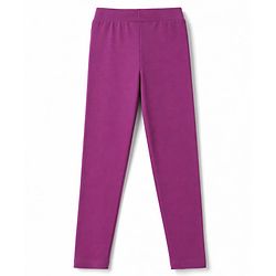 Pine Kids Cotton Lycra Knit Full Length Solid Leggings Pack Of 2 - Dark Pink & Purple