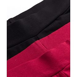 Pine Kids Cotton Lycra Knit Full Length Solid Colour Leggings Pack of 2 - Black & Maroon