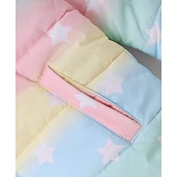 Pine Kids Woven Jacket with Full Sleeves and Star Print - Light Blue