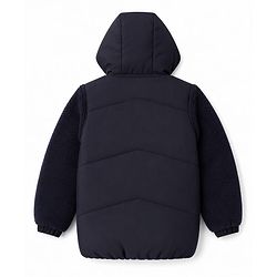 Pine Kids Woven Hooded Jacket with Full Sleeves - Navy Blue
