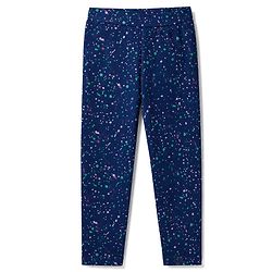 Pine Kids Cotton Lycra Knit Full Length Leggings with Colour Splash Print - Navy Blue