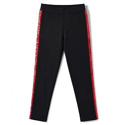 Pine Kids Cotton Lycra Knit Full Length Solid Colour Leggings with Side Sequinned Design- Black