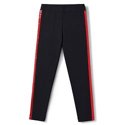 Pine Kids Cotton Lycra Knit Full Length Solid Colour Leggings with Side Sequinned Design- Black