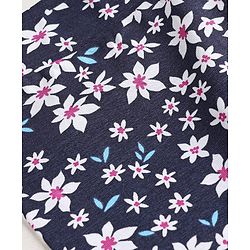 Pine Kids Cotton Lycra Knit Full Length Floral Printed Leggings - Navy Blue