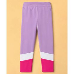 Pine Kids Cotton Lycra Knit Full Length Cut & Sew Leggings Colour Block Design - Lavender