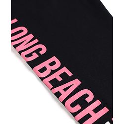 Pine Kids Cotton Lycra Knit Full Length Text Printed Leggings - Black