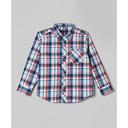 Pine Kids Cotton Woven Full Sleeves Checks Shirts and T-Shirt- Navy