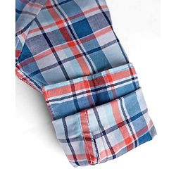 Pine Kids Cotton Woven Full Sleeves Checks Shirts and T-Shirt- Navy