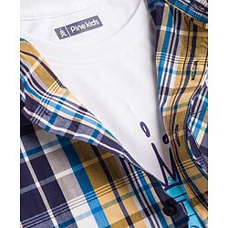 Pine Kids Cotton Woven Half Sleeves Checks Shirt With Printed T-Shirt - Multicolor