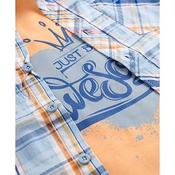 Pine Kids Cotton Woven Half Sleeves Checks Shirt With Printed T-Shirt - Multicolor