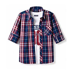 Pine Kids Cotton Woven Half Sleeves Checks Shirt With Printed T-Shirt - Multicolor