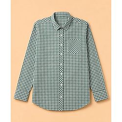 Pine Kids Cotton Woven Checks Twofer Shirt with Full Sleeves - Green