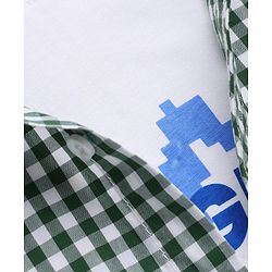 Pine Kids Cotton Woven Checks Twofer Shirt with Full Sleeves - Green