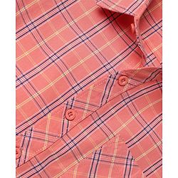 Pine Kids Cotton Woven Checks Shirt with Full Sleeves - Orange