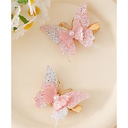 Pine Kids Butterfly Alligator Clips  Free Size - Pink