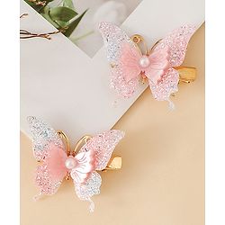 Pine Kids Butterfly Alligator Clips  Free Size - Pink