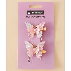 Pine Kids Butterfly Alligator Clips  Free Size - Pink