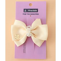 Pine Kids Bow & Butterfly Hair Clips Free Size -Beige