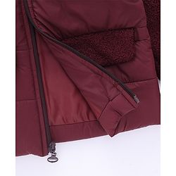 Pine Kids Woven Hooded Jacket with Full Sleeves - Red