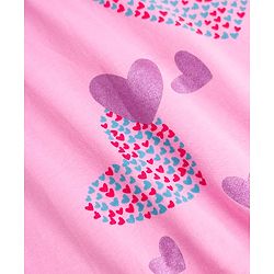 Pine Kids Cotton Knit Half Sleeves Hearts Printed Top & Pyjama Night Suit - Pink