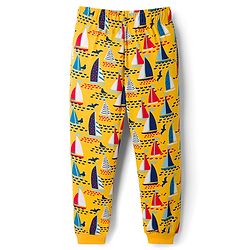 Pine Kids Cotton Knit Full Sleeves T-Shirt & Pyjama Co-Ord Night Suit With Boat Print - Yellow