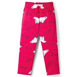 Pine Kids Cotton Knit Full Sleeves T-Shirt & Pyjama Co-Ord Night Suit With Bear Print - Red