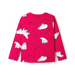 Pine Kids Cotton Knit Full Sleeves T-Shirt & Pyjama Co-Ord Night Suit With Bear Print - Red