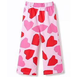 Pine Kids Cotton Knit Full Sleeves Co-Ords T-Shirt & Pajama Night Suit with Heart & Text Print- Pink