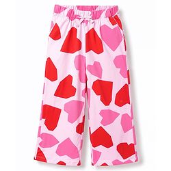 Pine Kids Cotton Knit Full Sleeves Co-Ords T-Shirt & Pajama Night Suit with Heart & Text Print- Pink