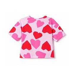 Pine Kids Cotton Knit Full Sleeves Co-Ords T-Shirt & Pajama Night Suit with Heart & Text Print- Pink