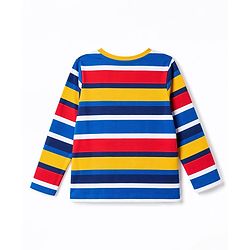 Pine Kids Cotton Knit Full Sleeves Striped Co-Ords T-Shirt & Pajama Night Suit with Text Print- Yellow