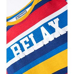 Pine Kids Cotton Knit Full Sleeves Striped Co-Ords T-Shirt & Pajama Night Suit with Text Print- Yellow