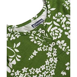 Pine Kids 100% Cotton Knit Full Sleeves Floral Printed Co-Ords T-Shirt & Pyjama Night Suit - Green