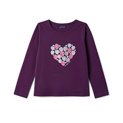Pine Kids Cotton Knit Full Sleeves Heart & Floral Printed T-Shirt & Pajama Night Suit - Purple