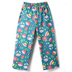 Pine Kids 100% Cotton Knit Half Sleeves Floral Printed T-Shirt & Pyjama Night Suit - Dark Green