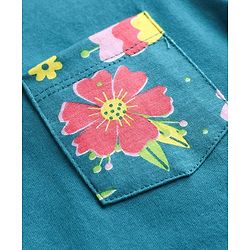 Pine Kids 100% Cotton Knit Half Sleeves Floral Printed T-Shirt & Pyjama Night Suit - Dark Green