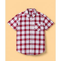 Pine Kids 100% Cotton Woven Half Sleeves Shirt and Tank Top Set with Best Together Text Print - Red