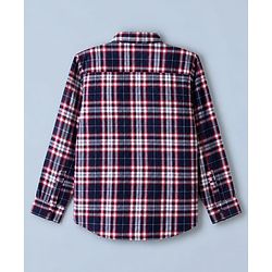 Pine Kids 100% Cotton Woven Full Sleeves Checks Shirts and T-Shirt With Always Foward Text Print - Red