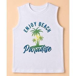 Pine Kids 100% Cotton Woven Full Sleeves Checked Shirt and T-shirt with Palm Trees Print - Blue