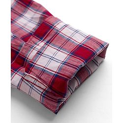 Pine Kids 100% Cotton Woven Full Sleeves Checked Shirt and T-shirt with California Text Print - Red