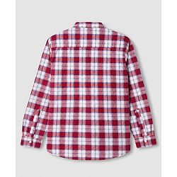 Pine Kids 100% Cotton Woven Full Sleeves Checked Shirt and T-shirt with California Text Print - Red