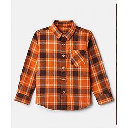 Pine Kids 100% Cotton Woven Full Sleeves Shirts with T-Shirt & Best Together As One Team Text Print - Orange