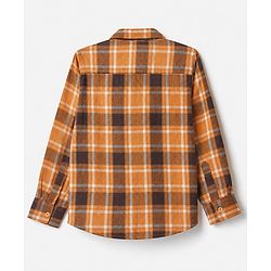 Pine Kids 100% Cotton Woven Full Sleeves Checks Shirts and T-Shirt With Best Together As One Team Text Print - Orange