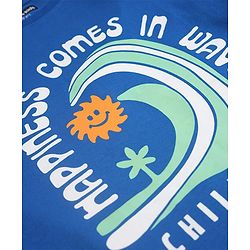 Pine Kids 100% Cotton Woven Half Sleeves Checked Shirt and T-Shirt with Happiness Comes In Wave Text Print in Orange