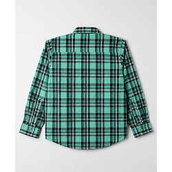 Pine Kids Cotton Woven Full Sleeves Checks Shirt with Tank T-Shirt - Green