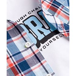 Pine Kids Cotton Woven Half Sleeves Twofer Shirt with Checks Print - Blue