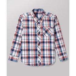 Pine Kids Cotton Woven Half Sleeves Twofer Shirt with Checks Print - Blue