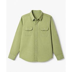 Pine Kids 100% Cotton Woven Roll Up Sleeves Solid Shirt in Olive Green for 4-5 Years